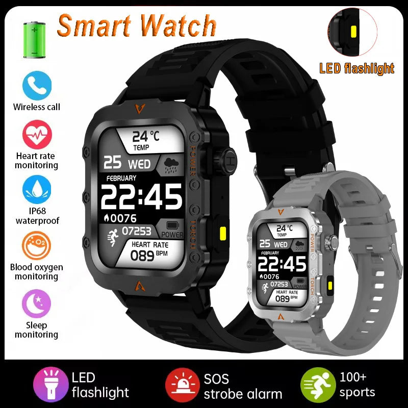 2026 New Military Smart Watch Men IP67 3ATM Waterproof Outdoor Sports Fitness GPS Tracker Health Monitor BT Call Smartwatch LS Peaceful Pleasures Health and Wellness 1Bk1Silver
