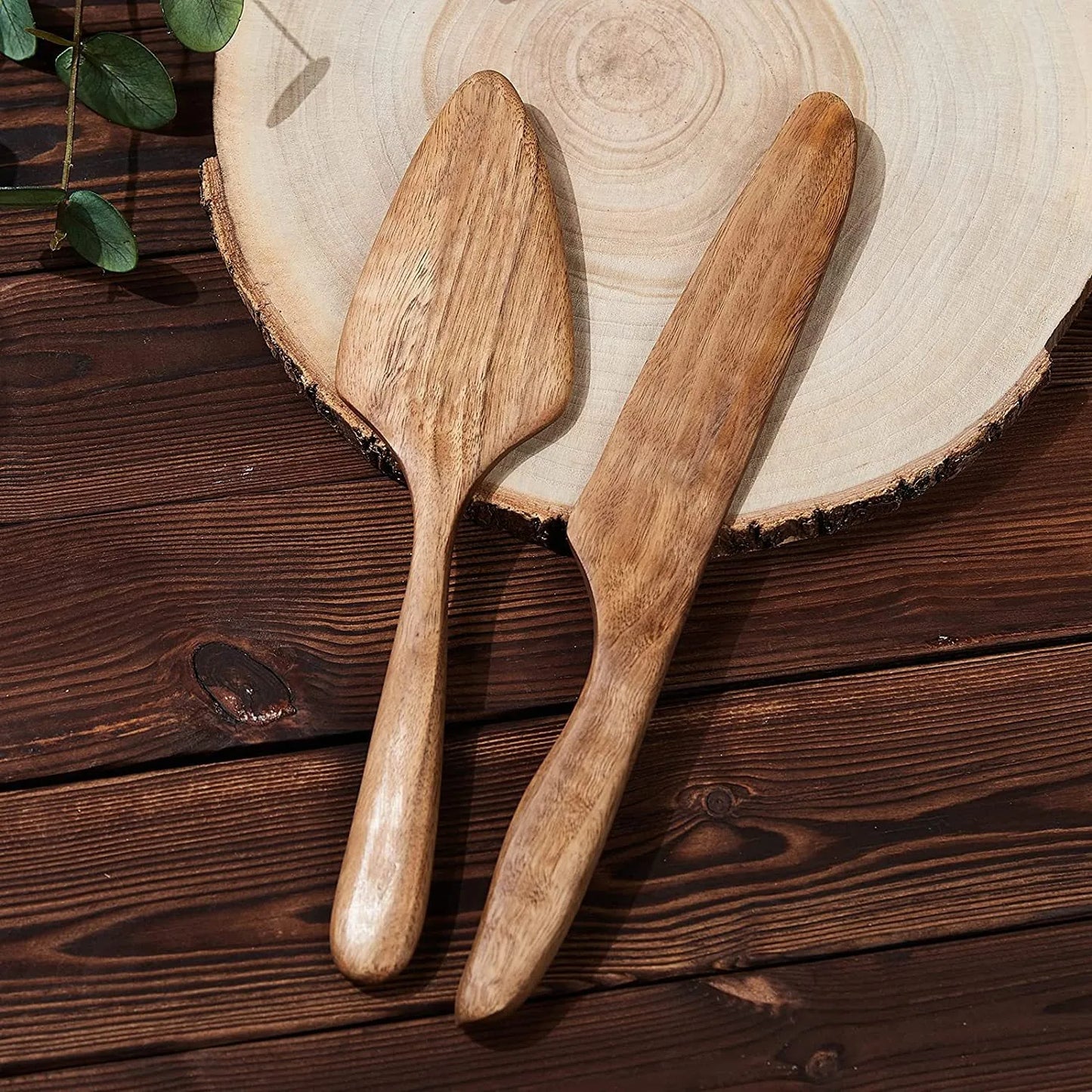 2-Piece Cake Server & Cutter Set – Stainless Steel & Wood Spatula for Weddings, Birthdays & Parties