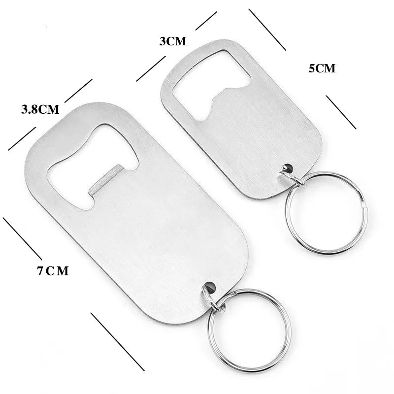 Stainless Steel Flat Beer Bottle Opener Keychain | 1-2 Pack