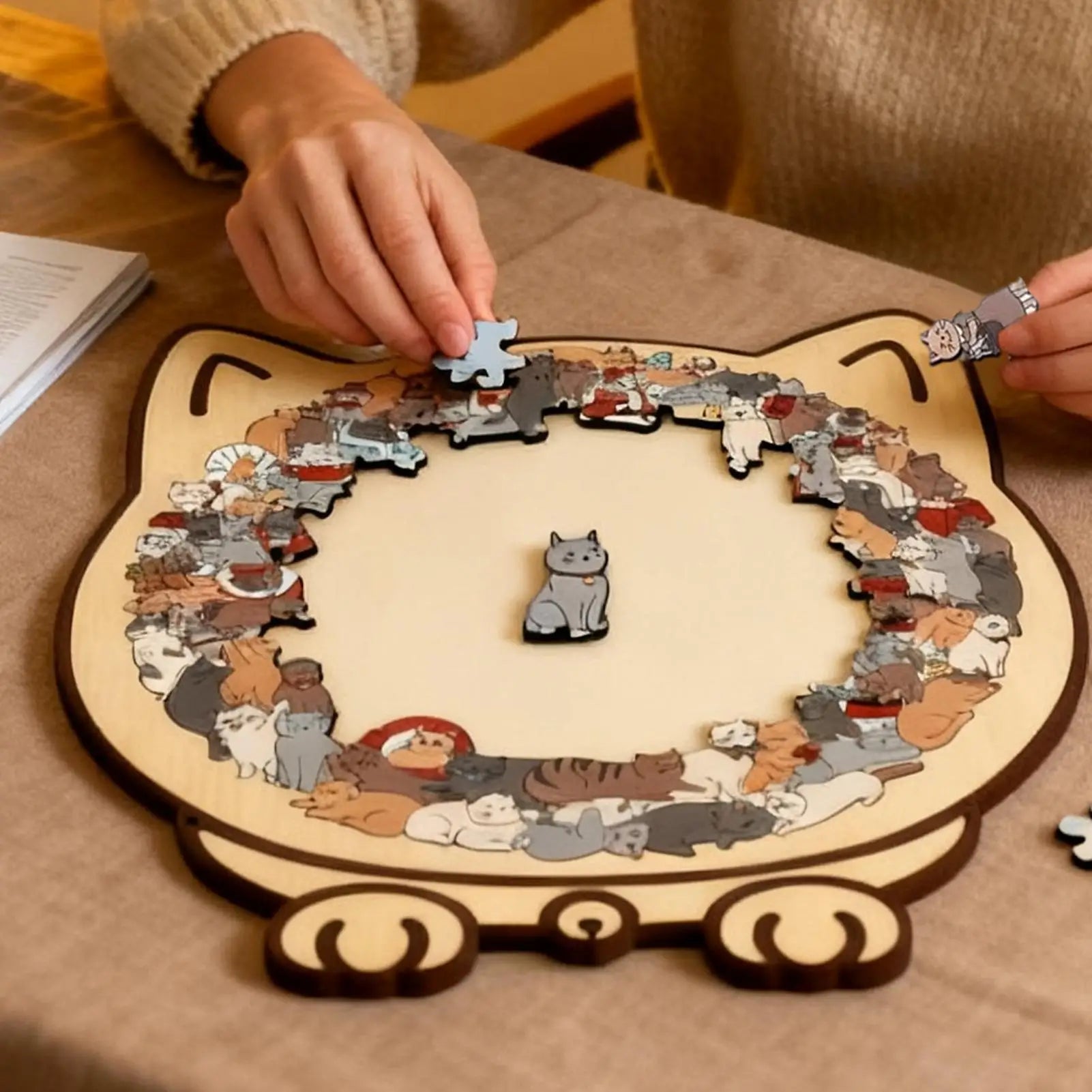 135pcs Wooden Cat Puzzle Animal Shape Wood Cut Puzzles Gifts For Cat Lovers Home Decoration Christmas New Year Gift for kids Peaceful Pleasures Health and Wellness
