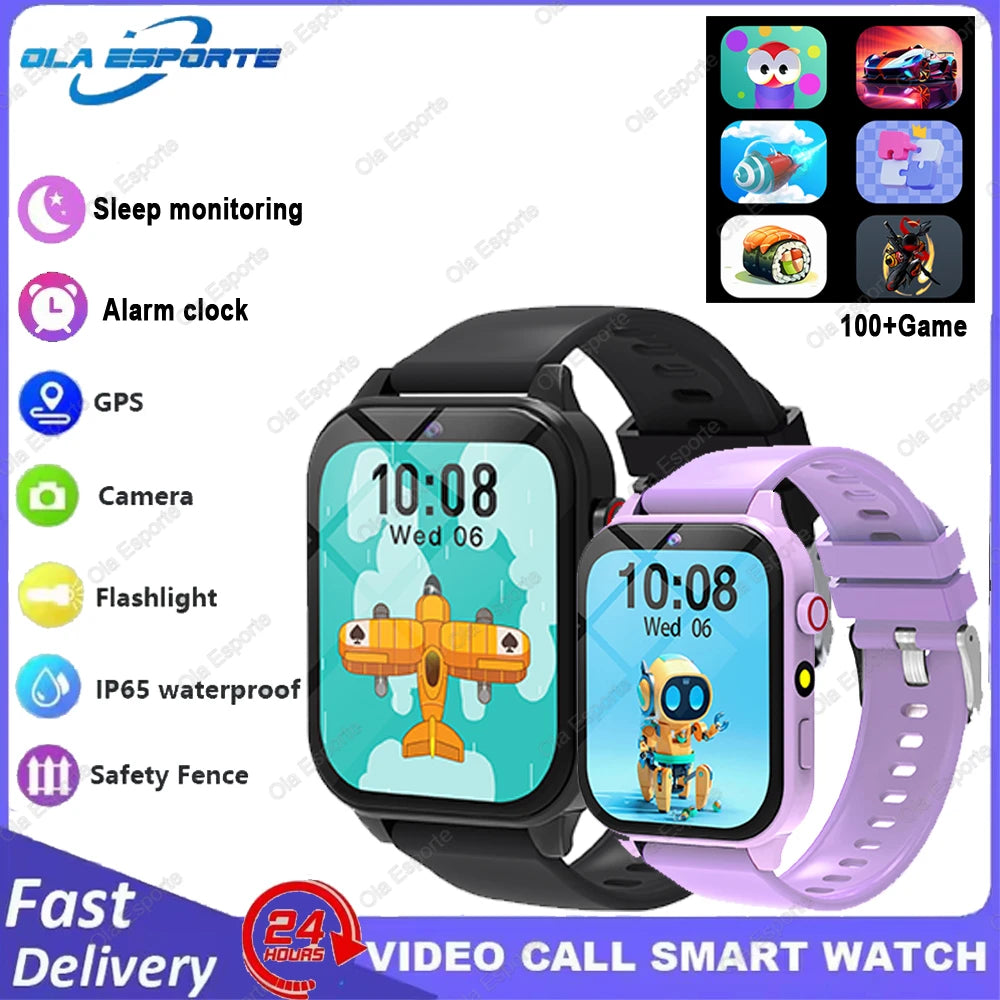 Game Kids Smartwatch 300mAh HD Screen HD Camear Outdoor LED Flashlight Watch Multifunctional Alarm Clock Computer Smart Watch Peaceful Pleasures Health and Wellness 1Bk1Pu