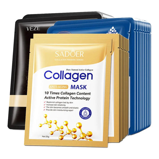 SADOER 20pc Hyaluronic Acid Collagen Sheet Face Mask Set Sheet Face Mask Peaceful Pleasures Health and Wellness