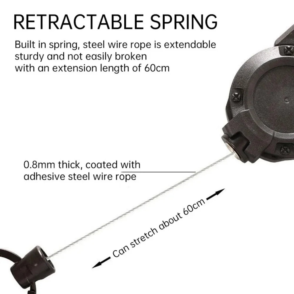 Retractable Carabiner Key Reel | Heavy-Duty Steel Wire Keychain