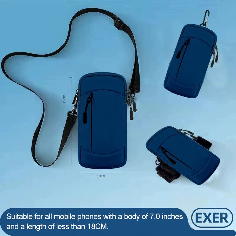 Running Bag For Phone arm Bag for Phone Mobile phone Armband Cell Phone Bag for running sports Armband for phone for running bag Peaceful Pleasures Health and Wellness blue with strap
