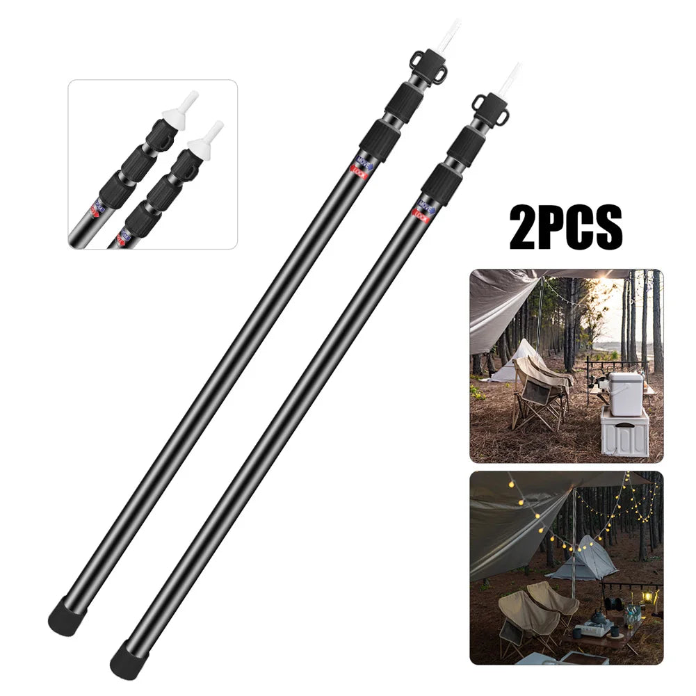 Set of 2 Heavy Duty Tarp Poles Telescoping Tent Support Poles with Storage Bag for Camping Canopy Shelter Awning Shadesail Poles Peaceful Pleasures Health and Wellness