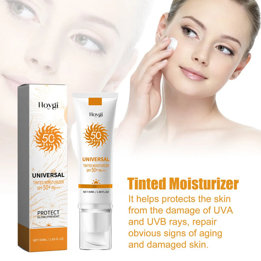 All in One Spf50 Sunscreen Brightening Foundation Cream Cover Anti UV Face Moisturizer Isolation Bleaching Sunscreen Lotion 50ml Peaceful Pleasures Health and Wellness