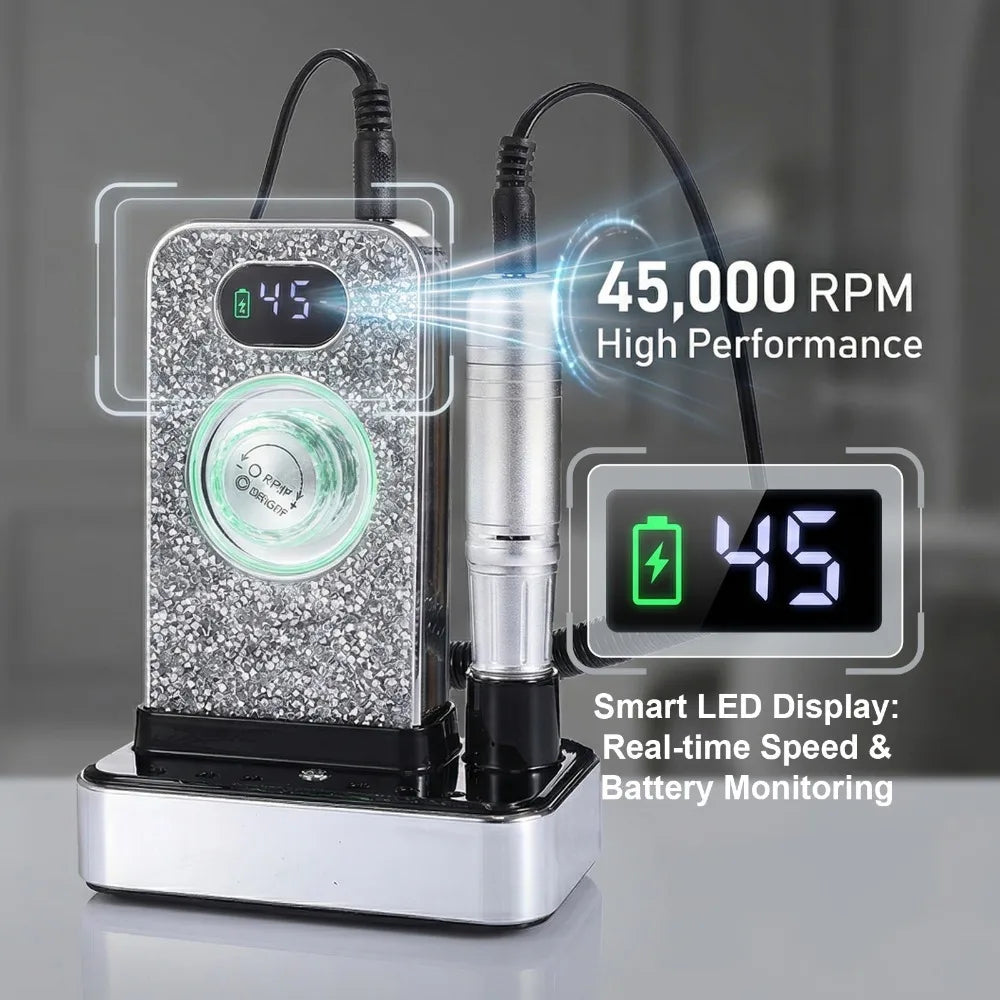 45000 RPM Professional Electric Nail Drill & Gel Polisher Machine