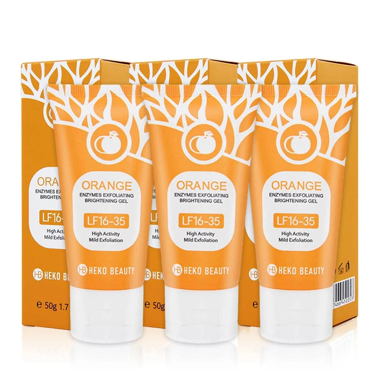 Orange Enzymes Exfoliating Gel Brightening Deep Cleansing Face Scrub Gentle Mud Peel Smoothing Skin Refine Pores Moisturize Care Peaceful Pleasures Health and Wellness 3PCS