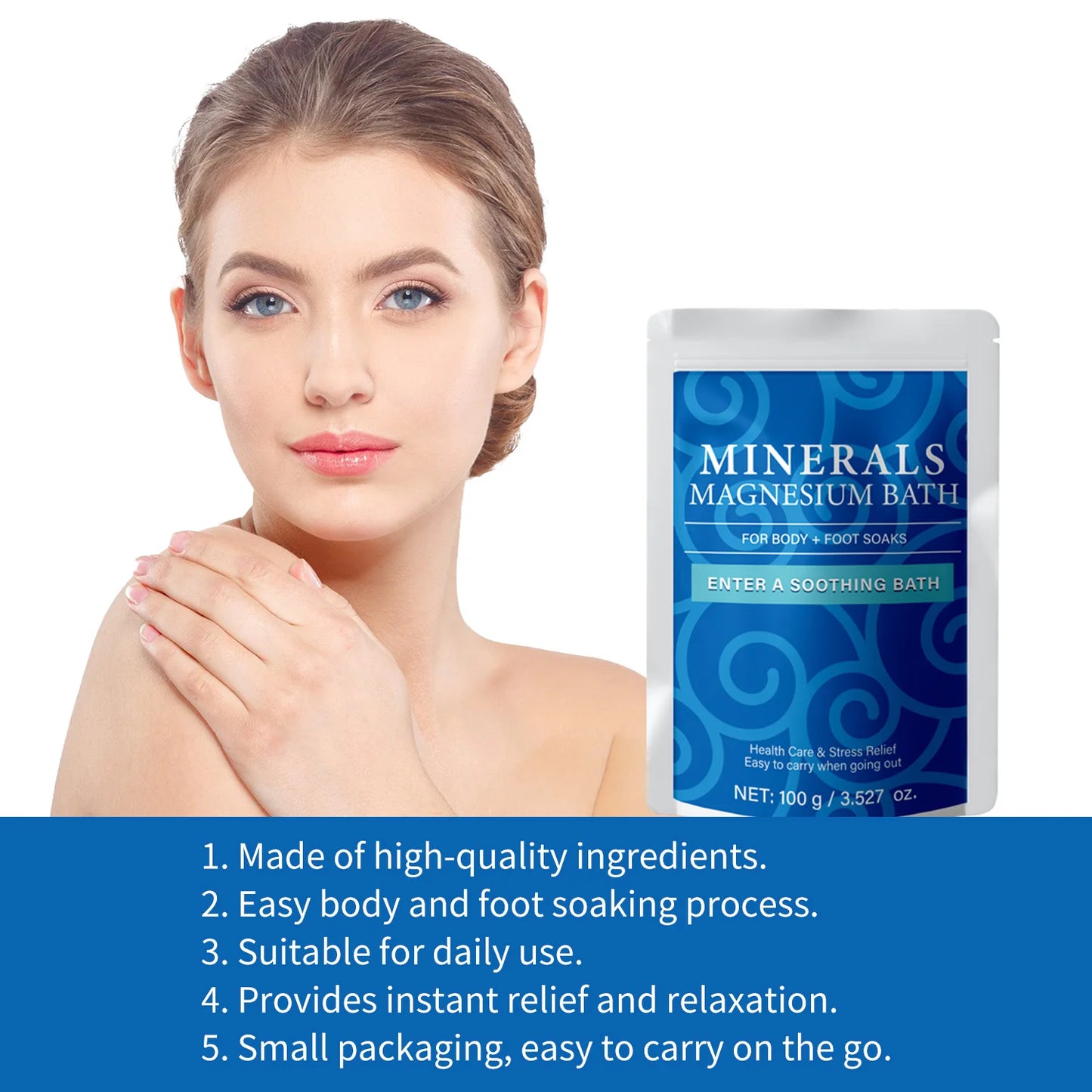 Magnesium Bath for Deeper Relaxation & Comfort, Organic Bath Salts for Unisex, Soothing Mineral Soak,Relieve Fatigue,100g Peaceful Pleasures Health and Wellness