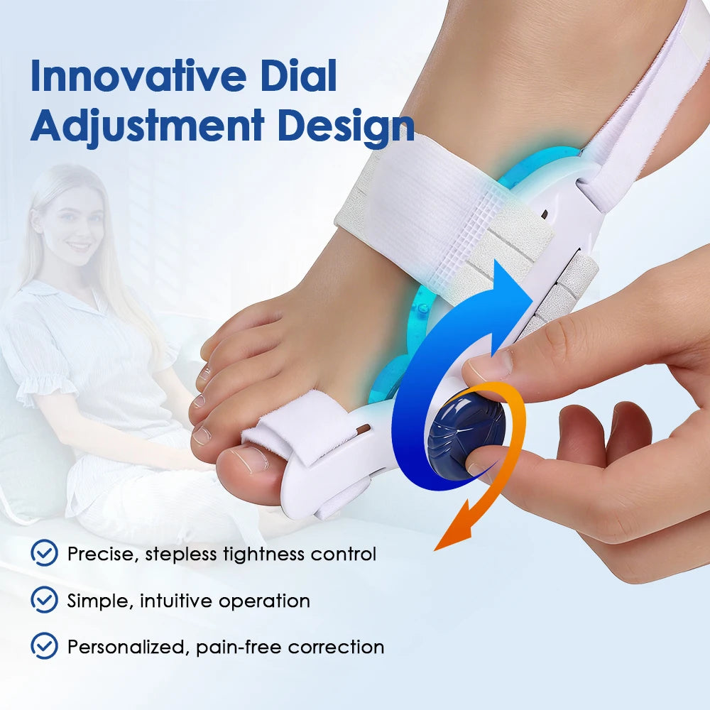 Dial Adjustable Bunion Corrector with Cold Therapy Gel Pad 24h Wear Hallux Valgus Brace Orthopedic Toe Straightener for Walking Peaceful Pleasures Health and Wellness bunion splint