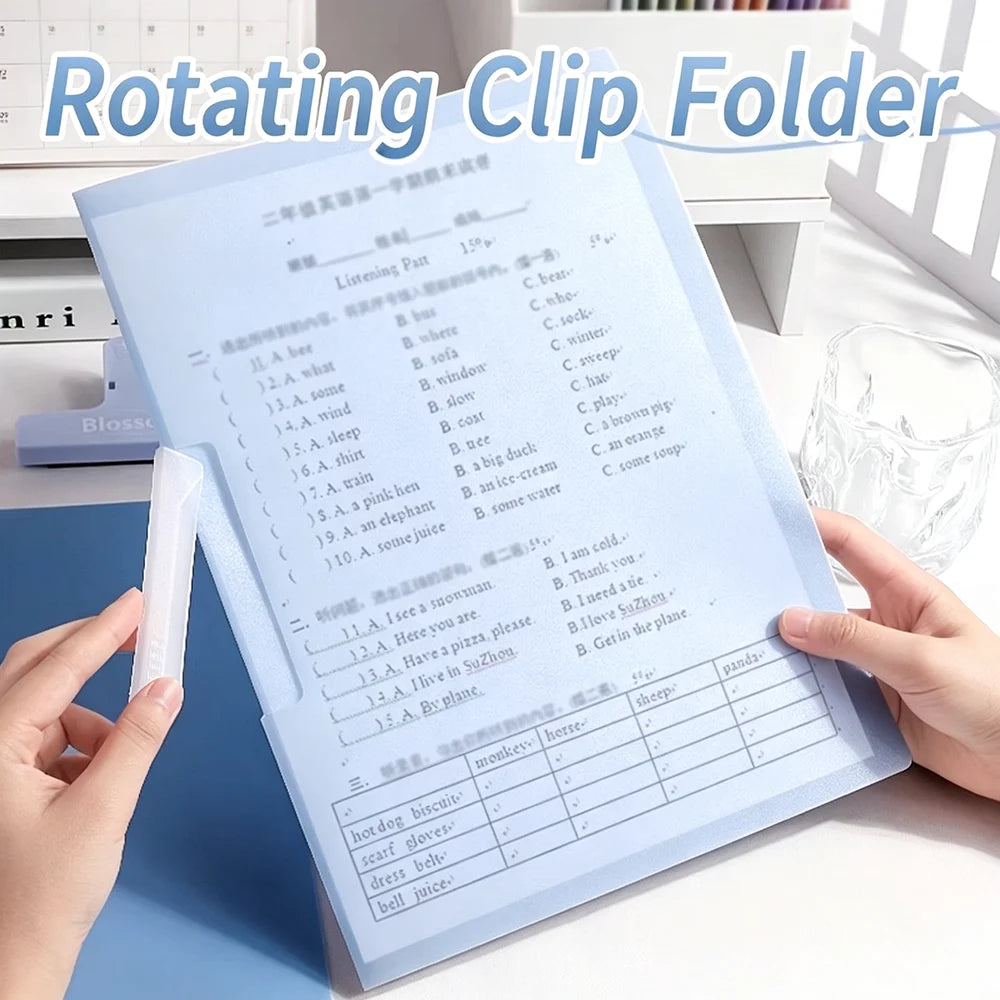 5 Rotating Pull Rod Clip A4 Transparent Insert Folder Side Opening