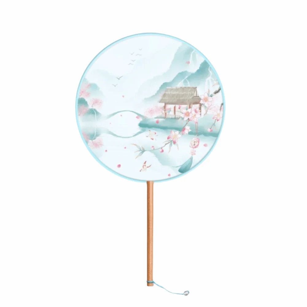 Silk Round Hand Fan – Vintage Chinese Ink Painting Design