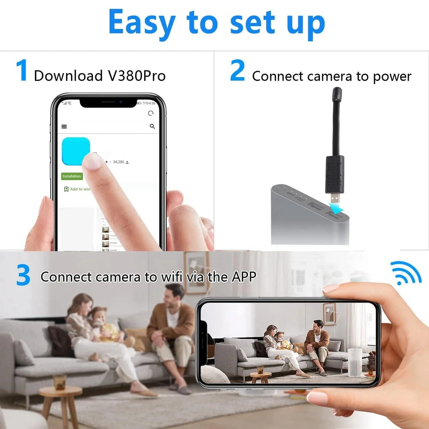 USB Wifi Security Camera 1080P HD Wireless Mini Motion Detection