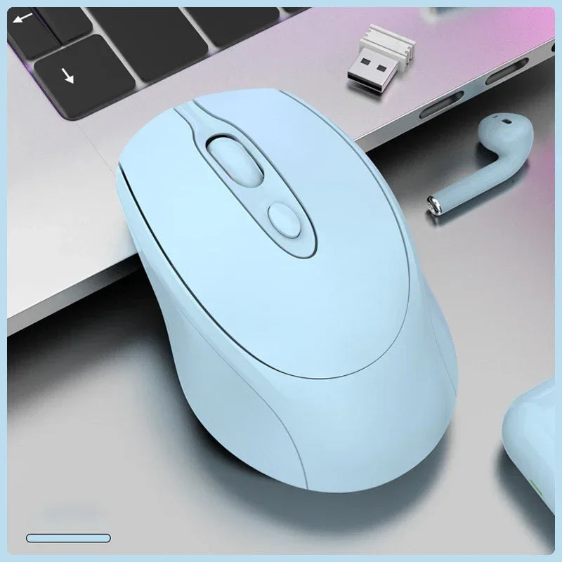 Wireless Computer Mouse Rechargeable 2.4G Bluetooth-Compatible Wireless Mouse USB Silent Gamer Mice For PC Laptop Macbook Tablet Peaceful Pleasures Health and Wellness Blue