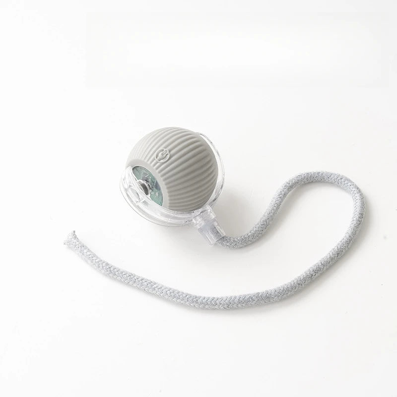 Smart Rechargeable Cat Toy Ball Automatic Rolling with Faux Tail Interactive Pet Play Training Toy for Cats Dogs Training Play Peaceful Pleasures Health and Wellness Gray