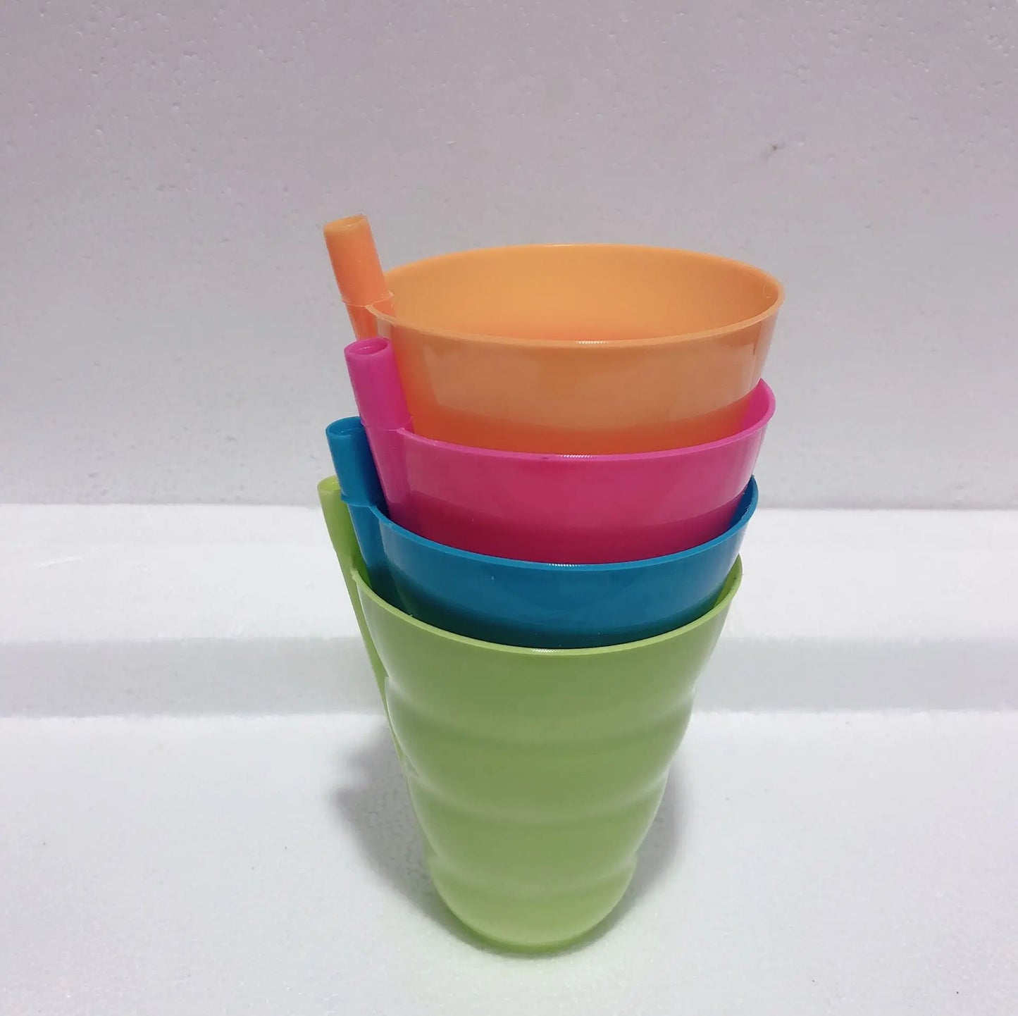 Pack of 4 10OZ Direct Cup with Straw for Kids Cup with Built in Straw Stackable BPA-Free Plastic Sip-A-Cup Drink Tumblers Milk Peaceful Pleasures Health and Wellness 10OZ Straw Cups