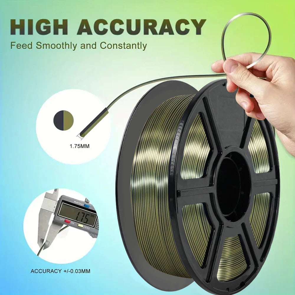 Two-Color Silk PLA Filament 1.75mm Bronze Black 250g Spool