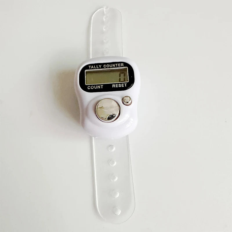 Versatile Mini Finger Counter Compass LED Electronic Handheld Tally Counter Clicker Counter Ring 0-99999 Peaceful Pleasures Health and Wellness white