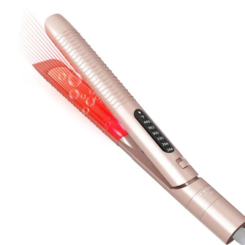 Factory High Temperature 2 In1 Multifunction Lcd Screen Splint Electric Ceramic Infrared Negative Ion Smooth Hair Straightener Peaceful Pleasures Health and Wellness Gold 100V-240V UK Plug
