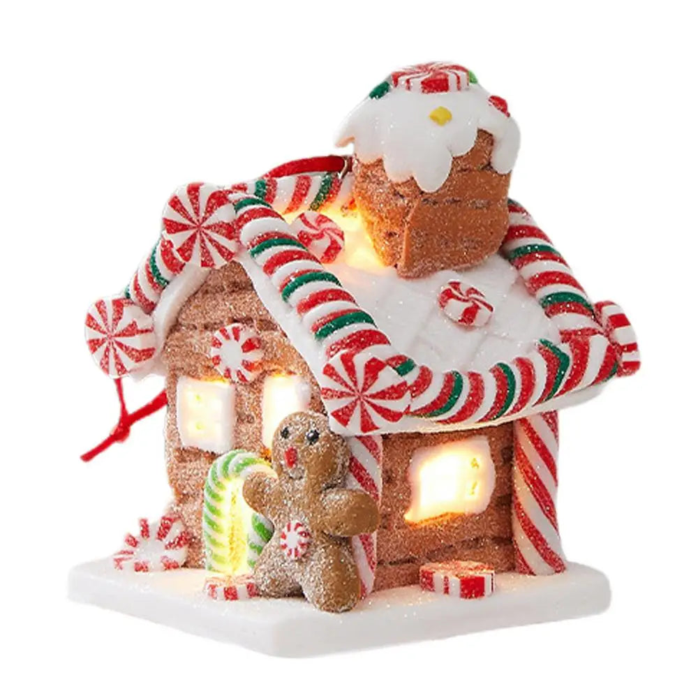 Christmas Decoration Glowing Small House Christmas Gift Soft Pottery Fairy Tale Candy House Atmosphere Decoration Window Display Peaceful Pleasures Health and Wellness A