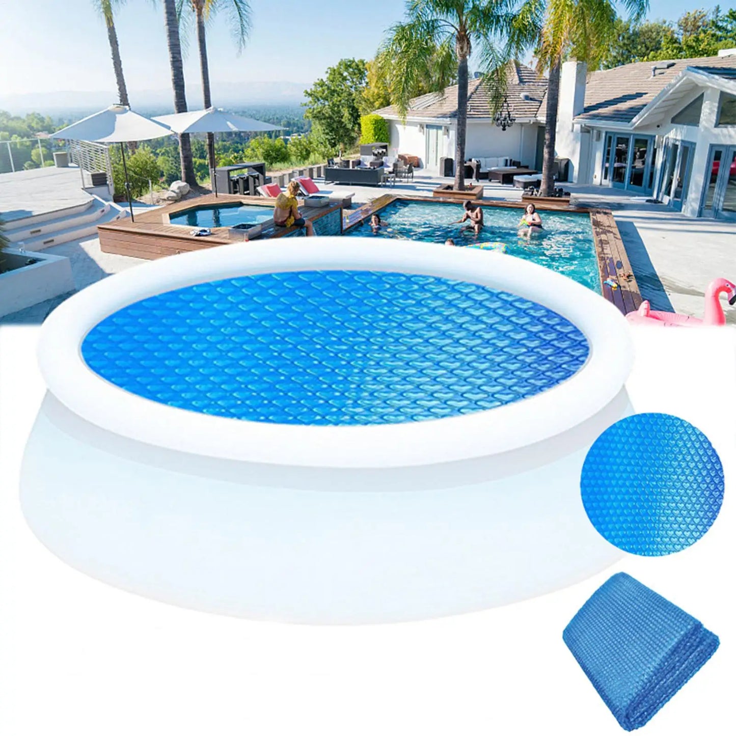 Round Solar Pool Cover | PE Bubble Thermal Blanket – 180cm