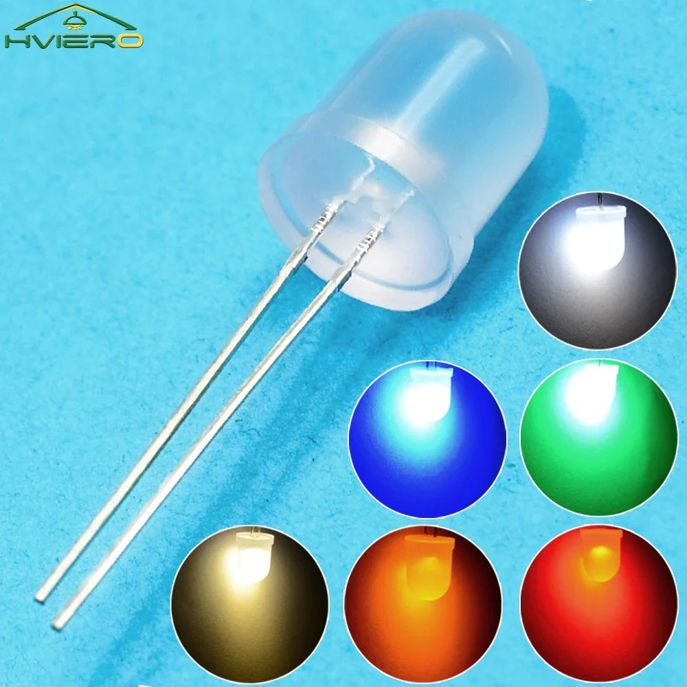 10mm Diffused LED Beads 50/250pcs | Ultra Bright DIY Diodes