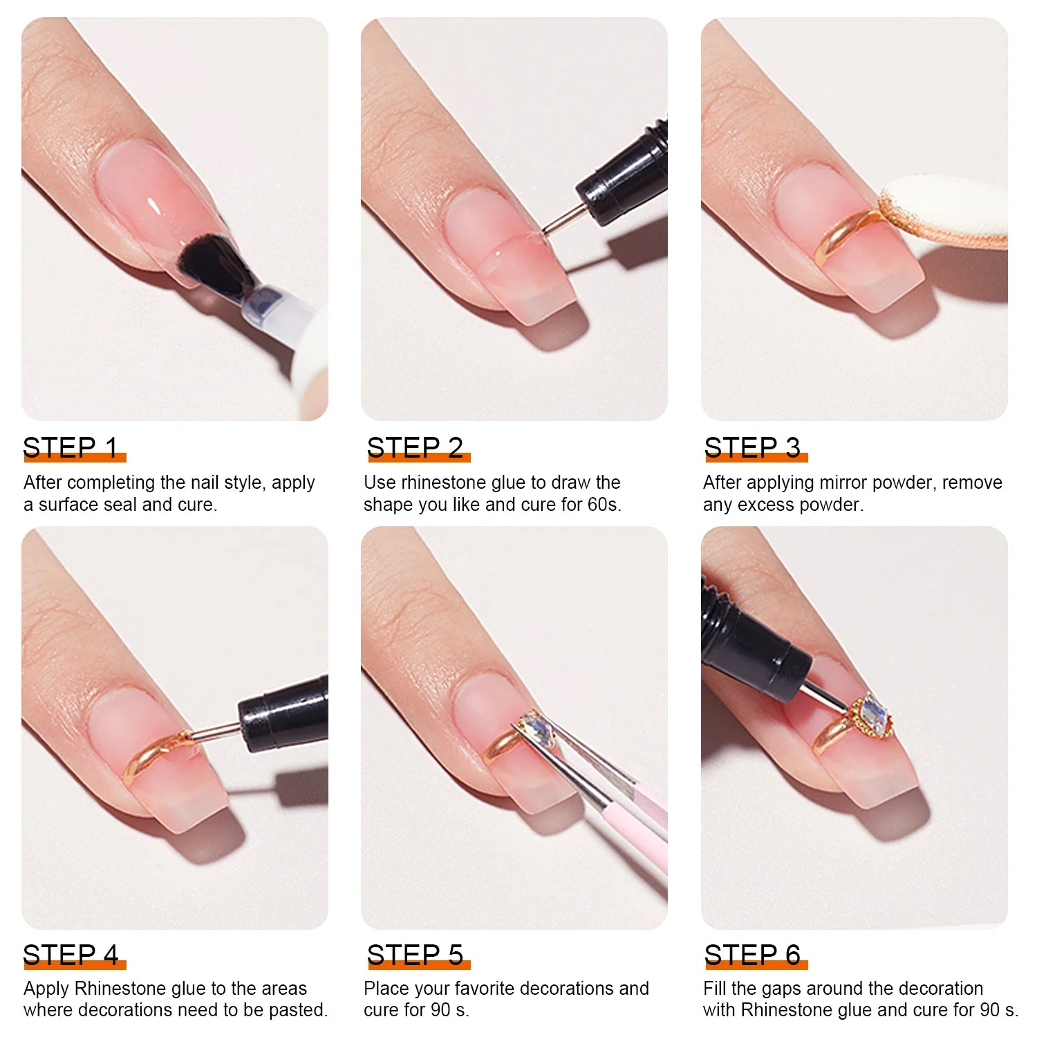 TWOING 3PCS Rhinestones Glue Nail Gel Poloish For Manicure Transparent Nail Art Sticky Gel Strong Jewelry Decorations Peaceful Pleasures Health and Wellness