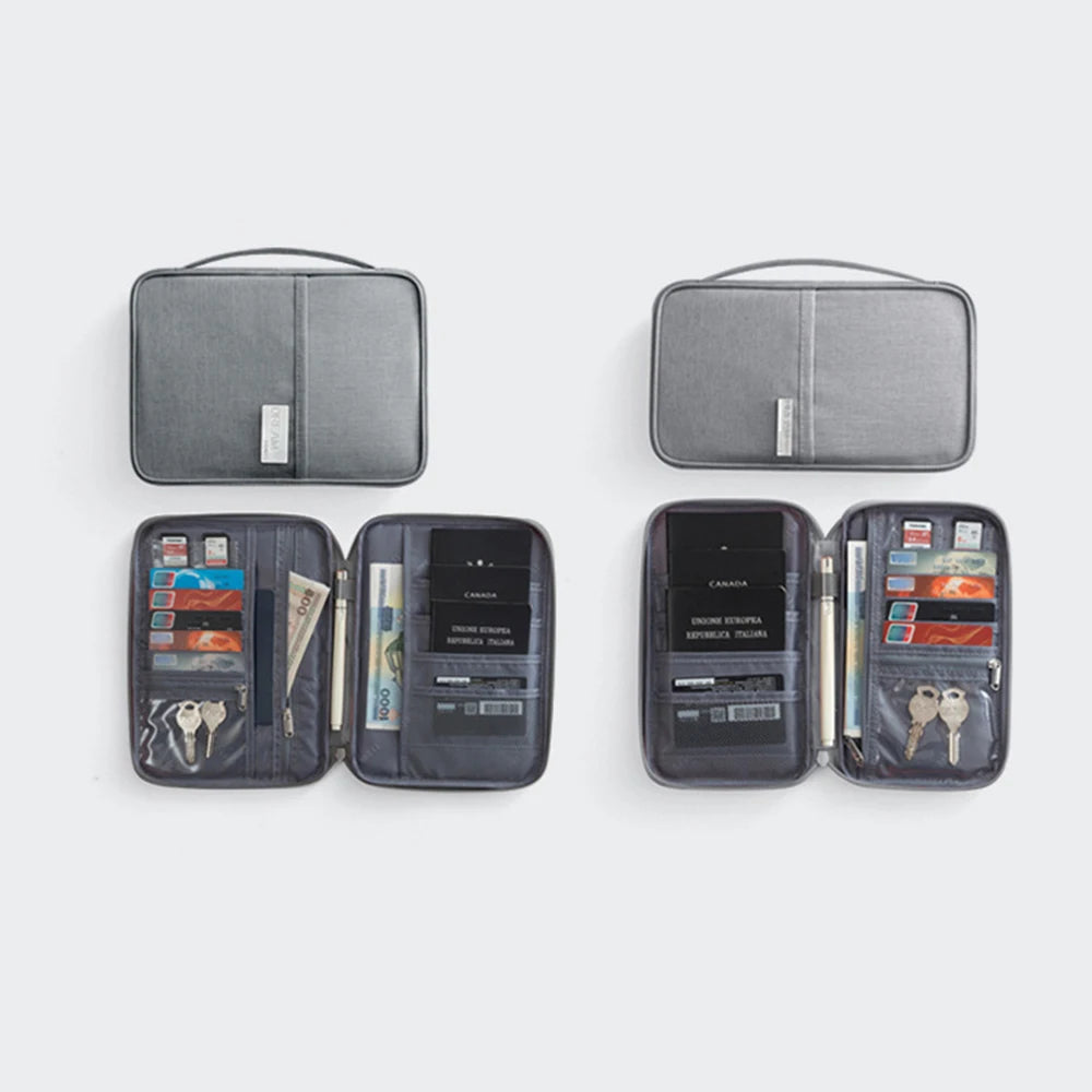 Travel Document Organizer - Waterproof Passport Holder with RFID Blocking, Multi-Card Slots & Zipper Pocket for Airplane/Train Peaceful Pleasures Health and Wellness