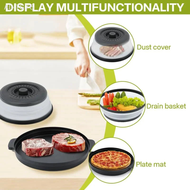 Foldable Microwave Splatter Cover | Steamer, Tray & Colander
