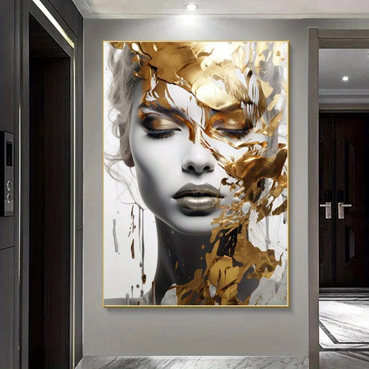 Modern Abstract Woman Face Print Art Posters, Wall arts Canvas Painting, Living Room and Bedroom Decor Cuadros No Framed Peaceful Pleasures Health and Wellness 40x50cm No Frame ZLH3229