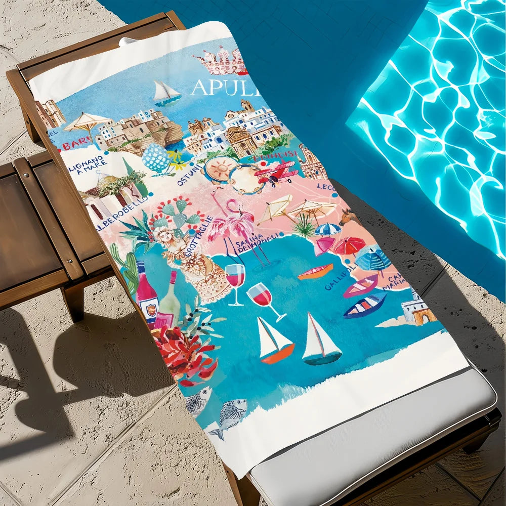 Map of Athens Quick-Dry Beach Towel | Travel, Pool & Gym Quick-Dry Beach Towel Peaceful Pleasures Health and Wellness z5 STJ40x70CM