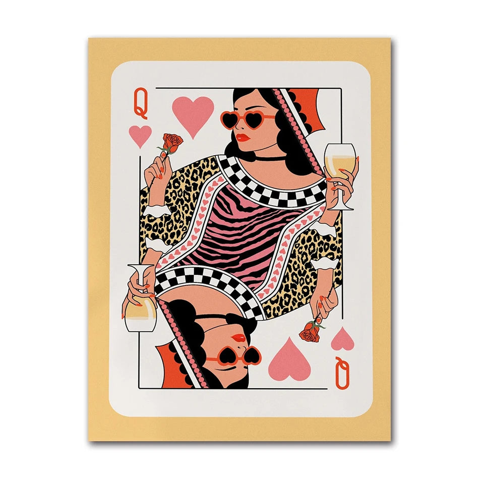 Queen of Hearts Leopard Canvas Wall Art | Dorm Room Decor
