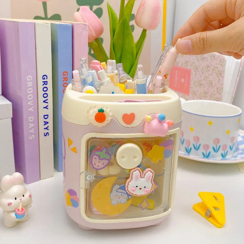 Creative Multi-grid Piggy Pen Holder Cute Girly Heart Student