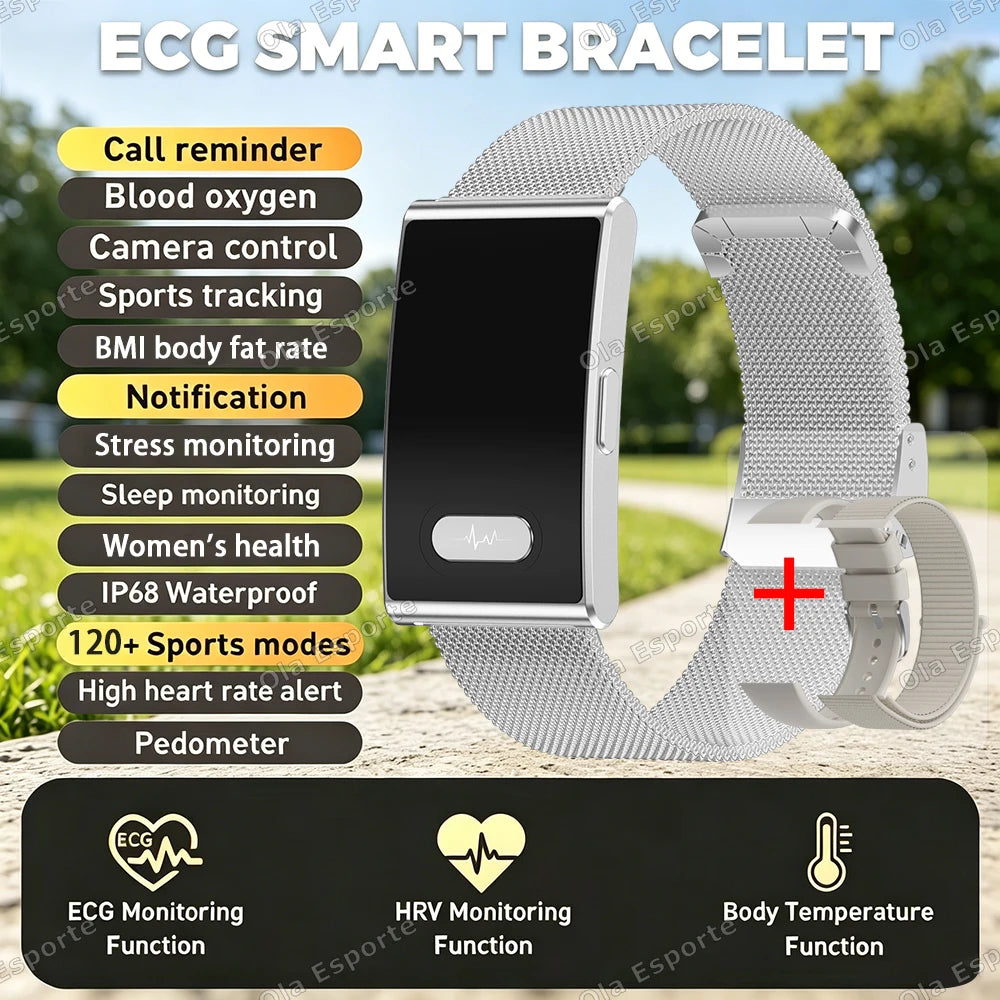 ECG Smart Bracelet Heart Rate Sleep 5ATM Waterproof Fitness Watch 2026 New NO Screen Smartwatch Men Women Health Sport Wristband Peaceful Pleasures Health and Wellness 6
