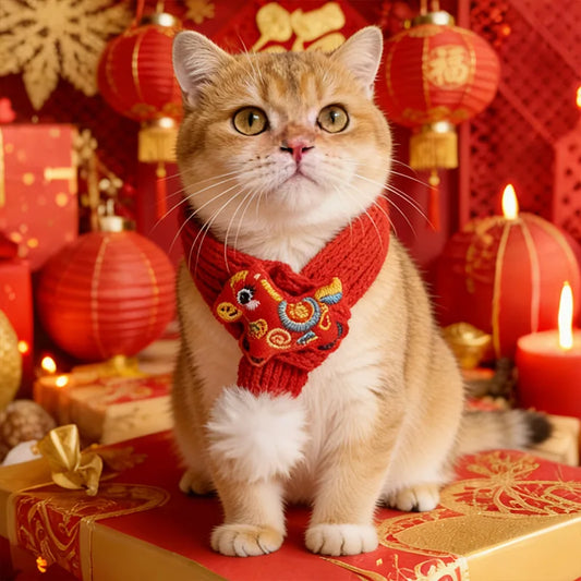 1pc Horse Year Pet Scarf New Year Cat Scarf Red Lucky Dog Scarf Dress Up Accessories Pet Supplies Peaceful Pleasures Health and Wellness