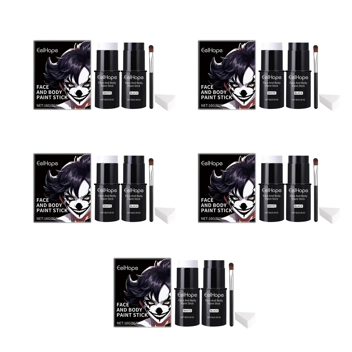 Black & White Face Body Paint Kit – Halloween & Cosplay Set