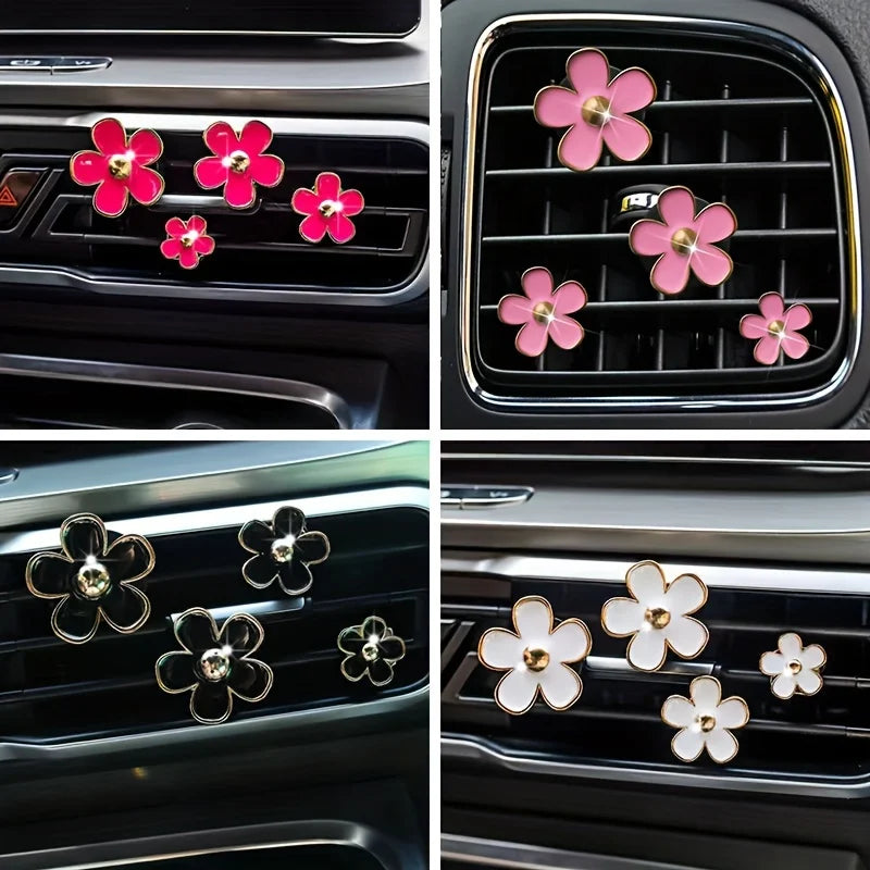 Daisy Car Air Vent Perfume Diffuser Clips – 4pcs Alloy