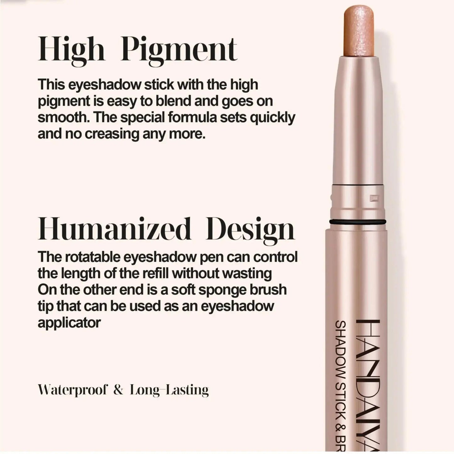 HANDAIYAN 12-Color Waterproof Shimmer Eyeshadow Stick + Brush