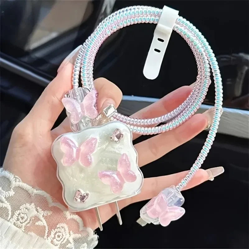 Butterfly Charger Protective Case Cable Protector For iPhone 18W/20W Fast Charging Cable Data Anti-break Charger Protective Rope Peaceful Pleasures Health and Wellness