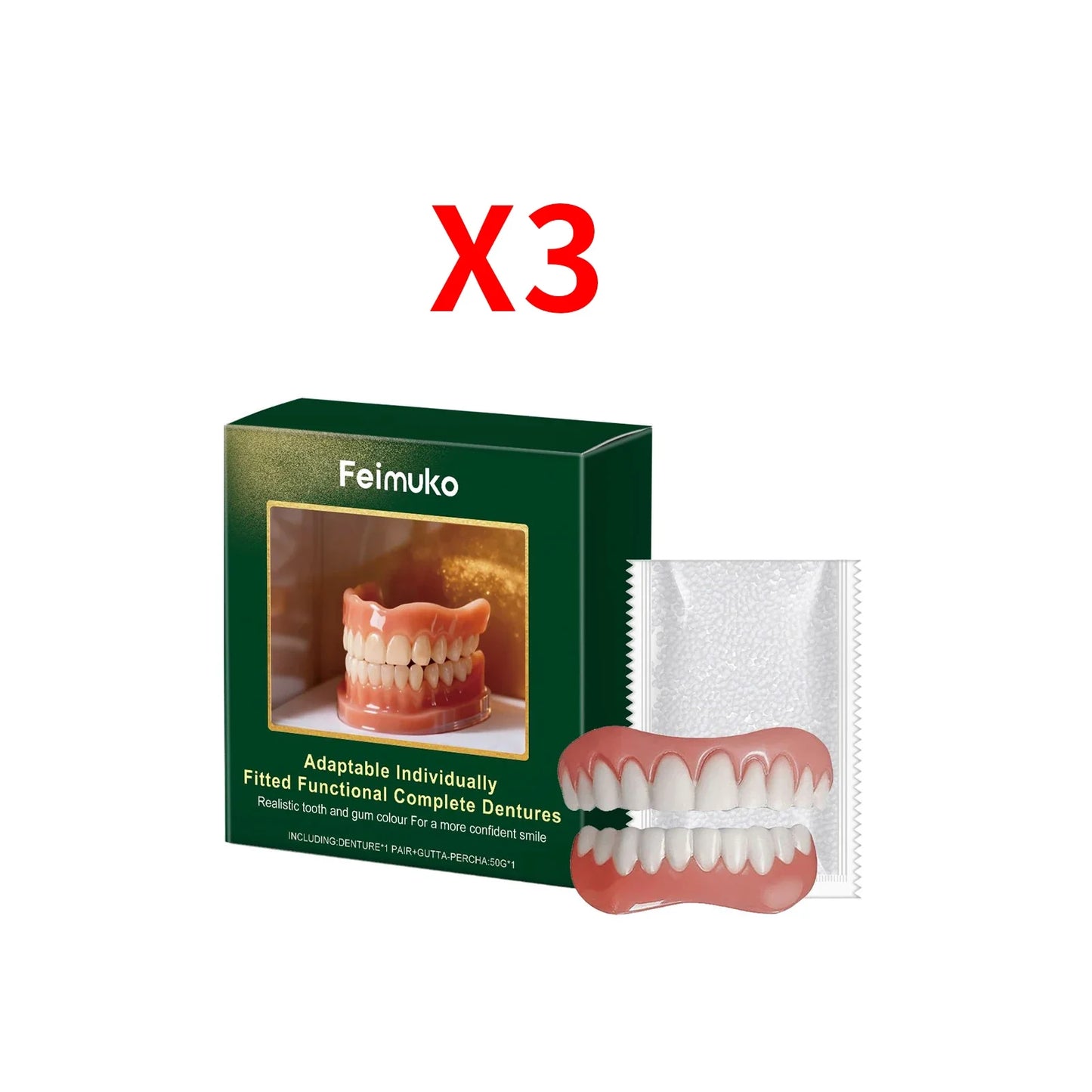 Silicone Veneer Denture Set – Upper & Lower False Teeth