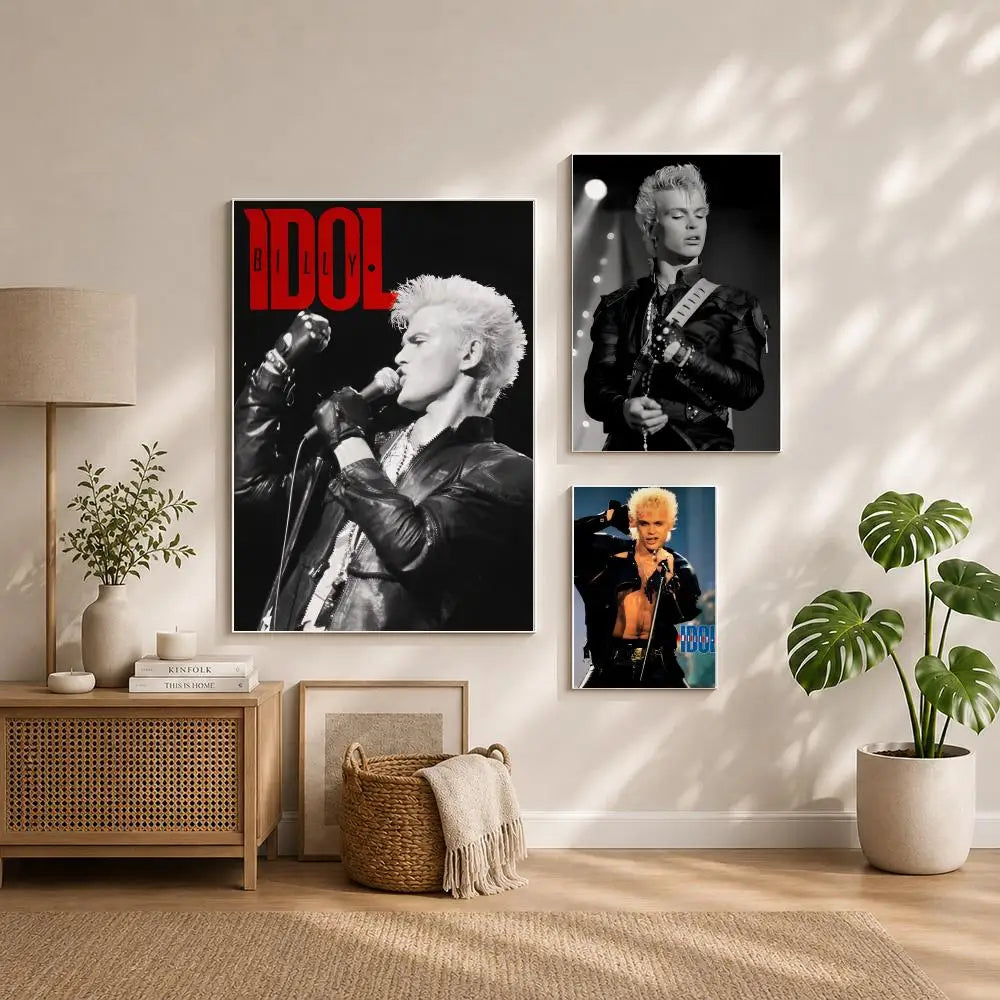 Singer B-Billy IdolS Poster HD Self Adhesive Waterproof Wall Art Ideal for Home Office Dorm Bedroom Great Gift Peaceful Pleasures Health and Wellness