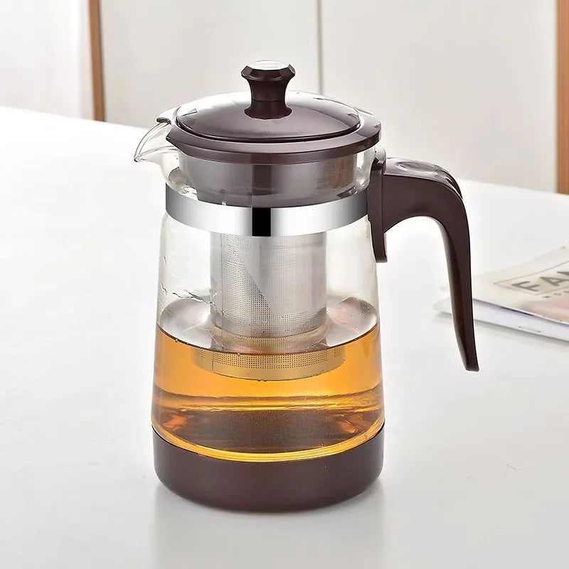 HMLOVE Heat Resistant Glass Teapot Puer Kettle Tea Infuser Filter