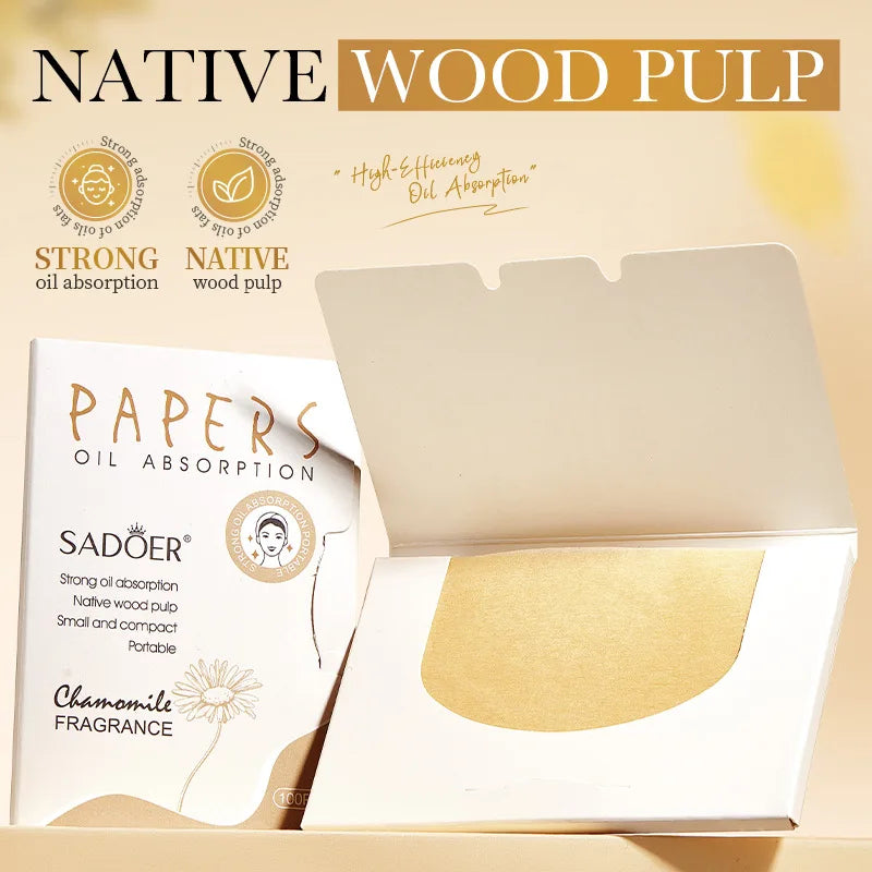 100-Pack Bamboo Charcoal Oil Blotting Sheets for Oily Skin