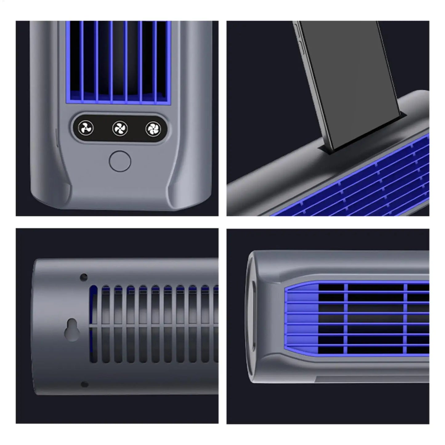 Portable Rechargeable Tower Fan – 3-Speed Silent Desktop Cooler