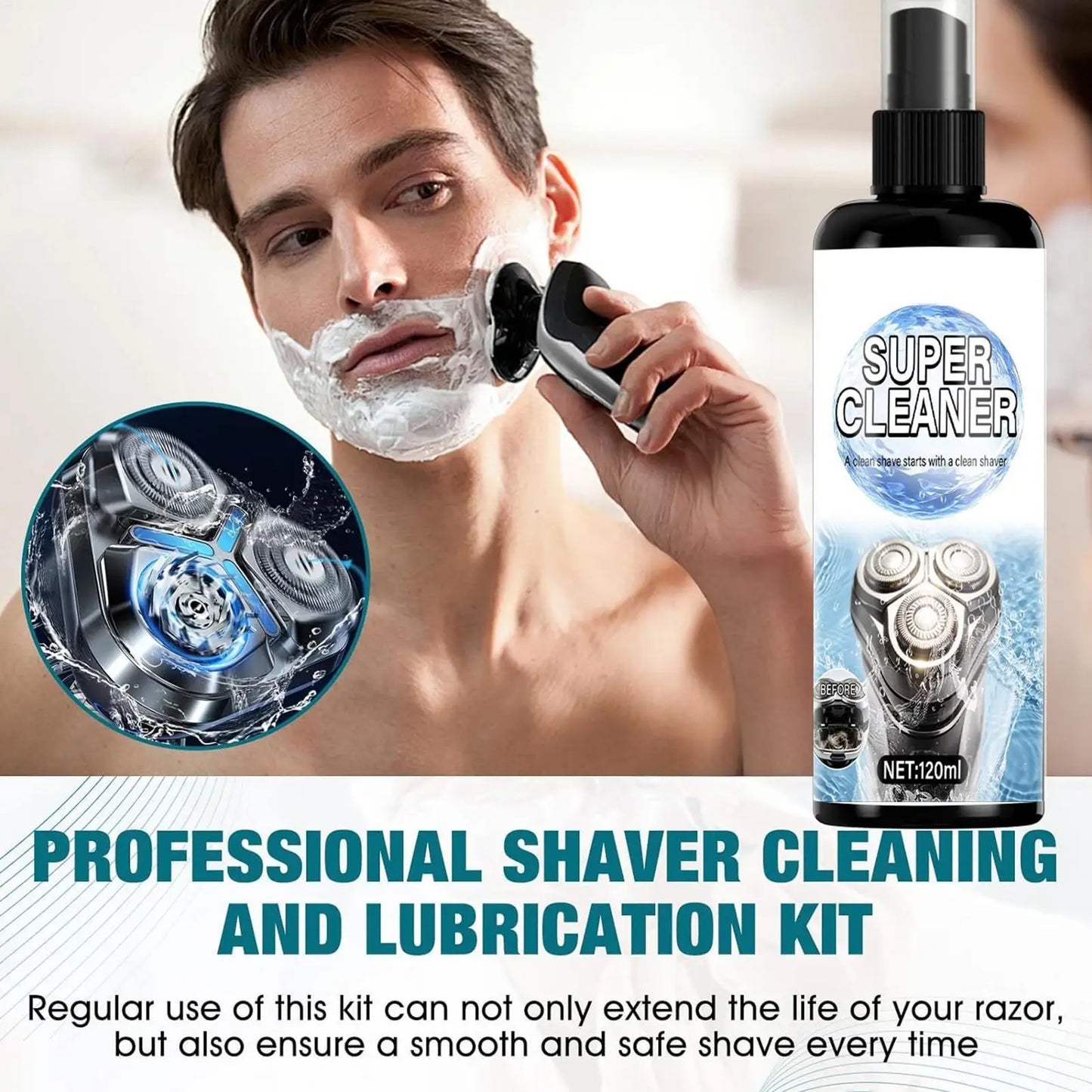 Electric Shaver Cleaner Spray 120ml with Brush | Trimmer Care