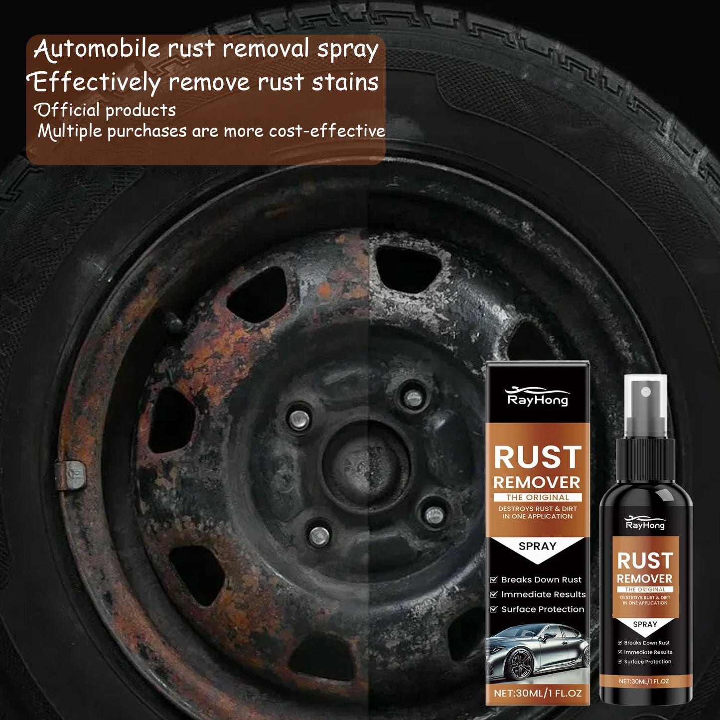 Rayhong 30ml Car Rust Remover Spray | Metal Gloss Refurbishment