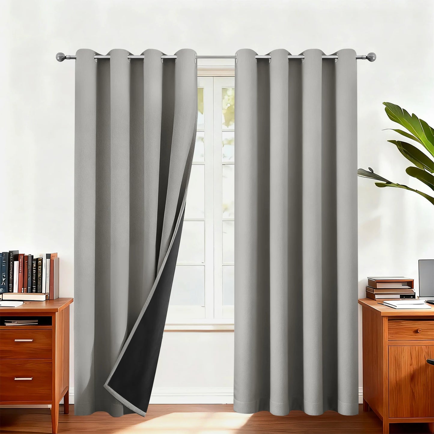 100% Blackout Curtains – Thermal Grommet Drapes, 2 Panels