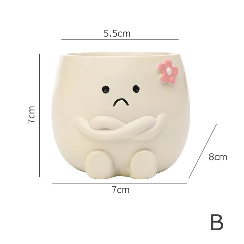Smiley Face Mini Resin Succulent Planter | Desk & Home Decor