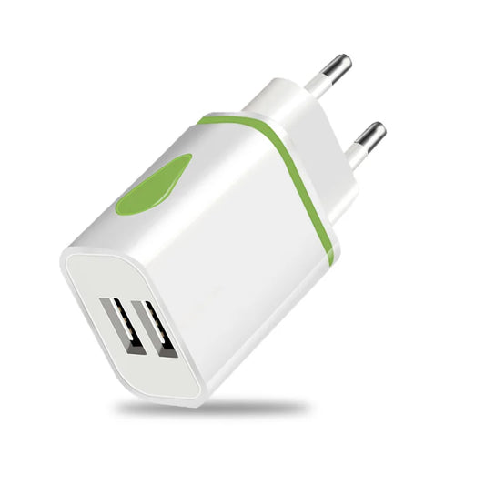 Dual USB Travel Wall Charger 18W | EU & US Plug Universal USB Travel Charger Peaceful Pleasures Health and Wellness Green EU Plug