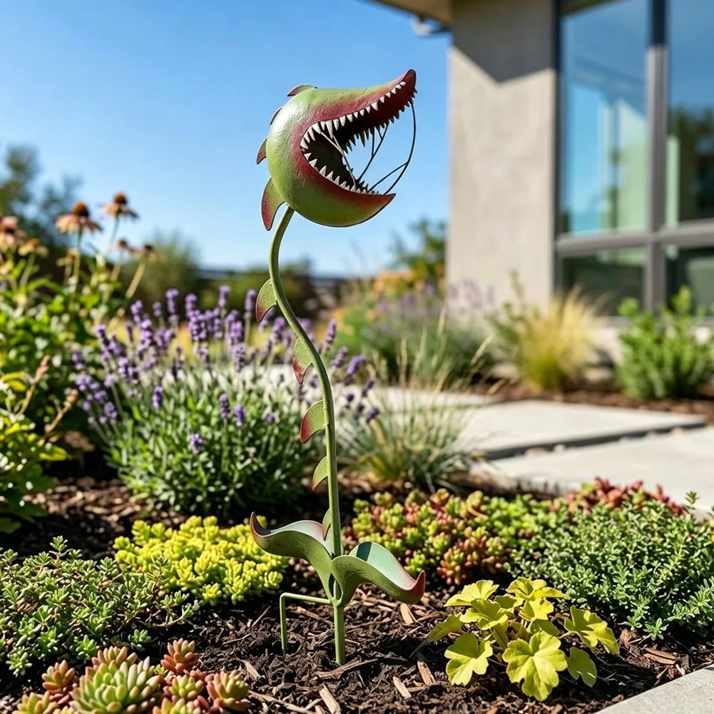 Man Eating Flower Pitcher Plant Iron Decorative Stake,Metal Carnivorous Plant Garden Stake,Yard/Garden Landscape/Pathway Decor Peaceful Pleasures Health and Wellness